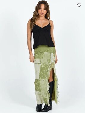 Princess Polly Green Patchwork Maxi Skirt